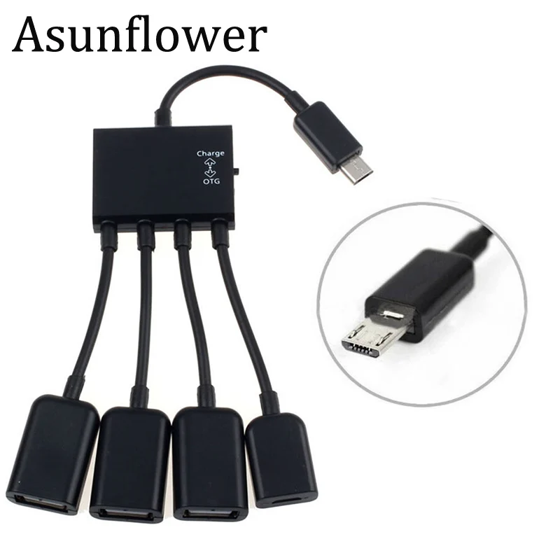 4 в 1 USB 2,0 концентратор 4 порта к Micro USB OTG концентратор разветвитель Хост удлинитель адаптер кабель для Android телефон планшет ПК