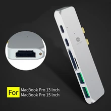 

Dual Ports USB C Hub To HDMI Adapter 4K Thunderbolt 3 USB Type-C Hub with TF SD Slot PD for MacBook Pro 2017 USB Hub 3.0