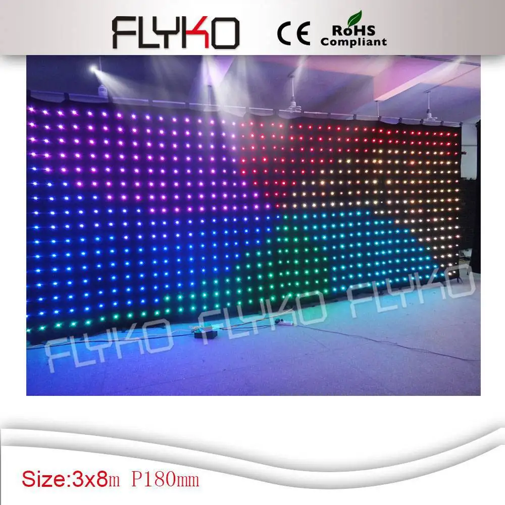 

Free shipping big size cheaper price P180MM 3*8M flexible screen led stage backdrop