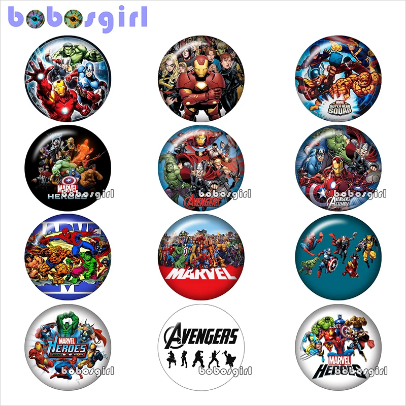 

superhero glass snap button jewelry DIY superhero cartoon Round photo cabochons flat back TW1084