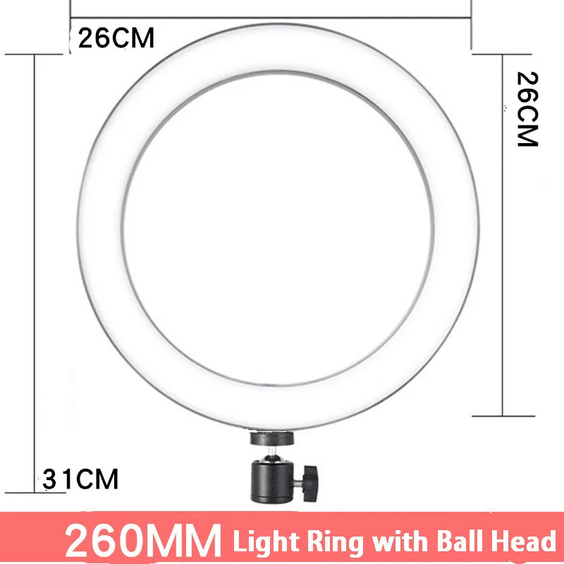 Фон для фотосъемки светодиодный селфи кольцо светильник 16/26 см три скорости бесступенчатое светильник ing с регулируемой яркостью с головка опоры для макияжа мобильного телефона в реальном времени Studio - Цвет: Черный