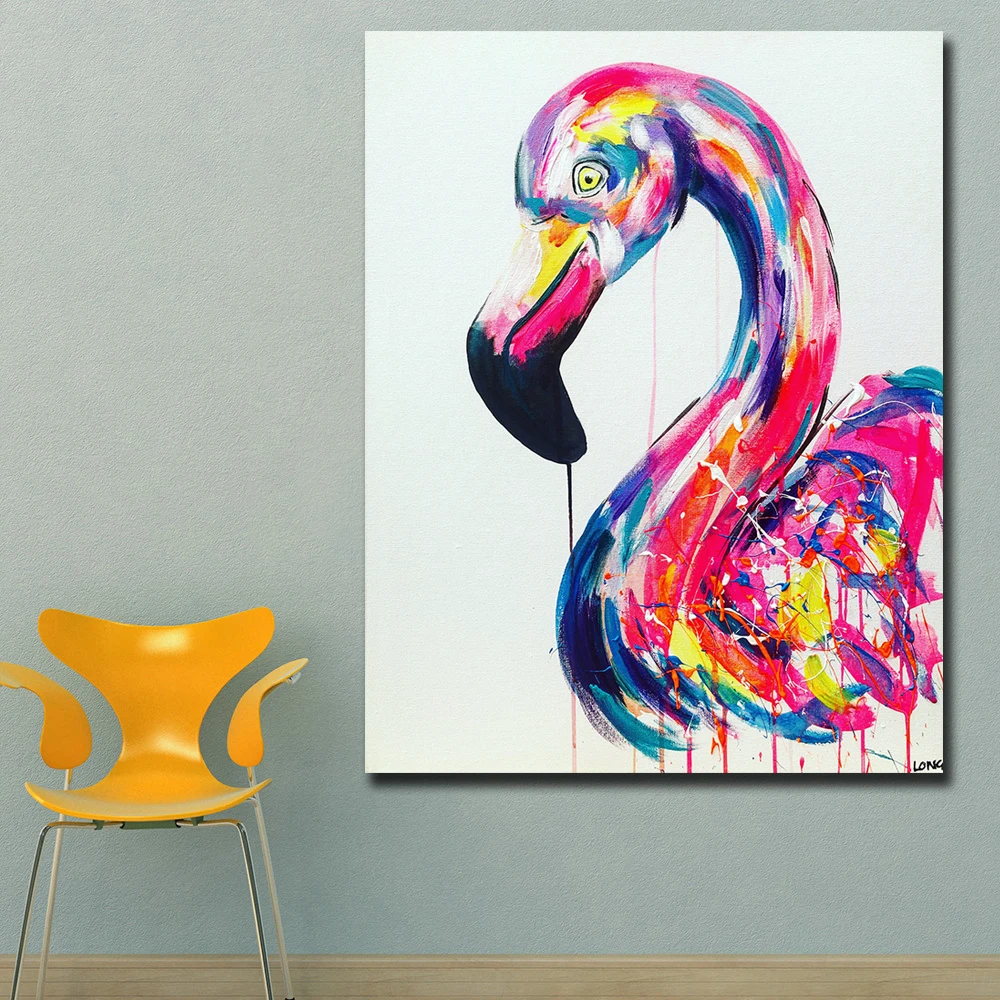 Large Wall Art Colors Flamingos Canvas Painting For Living Room Home