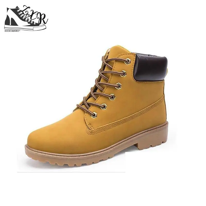 

Zuoxiangru New Lace-up Autumn/Winter Warm High Shoes Man Comfortable High Quality Men Foots Round Toe Sewing Motorcycle Boots