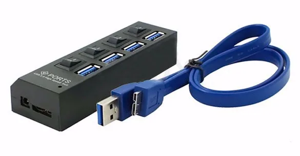 USB 3,0 концентратор 4 порта адаптер со светодиодным индикатором для ПК ноутбук скорость 5 Гбит/с