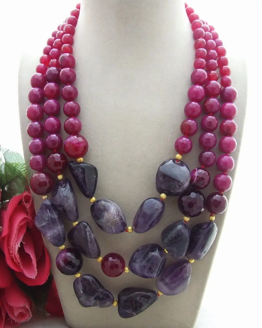 

KE042902 19"-24" Amethst Stone Necklace