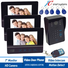 Pantalla LCD a Color de 7 pulgadas Video de La Puerta Teléfono Intercom Timbre de Entrar Lector de RFID tarjeta de Clave IR Cámara de Visión Nocturna Cámara de 1 3 Monitor