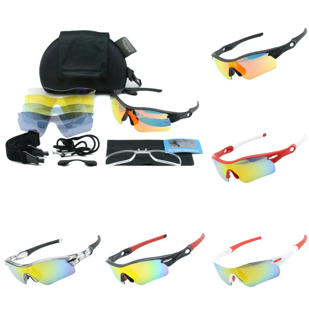 Polarized Cycling SunGlasses Mountain Bike Goggle 5 Lenses UV400 Night