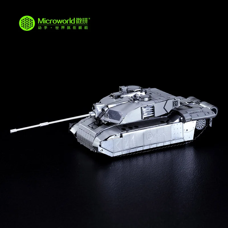 Микромир модели FV 4034 challenger2 бак модель DIY лазерной резки головоломки модель танк 3d металлические головоломки Игрушечные лошадки для взрослых подарки - Цвет: silver