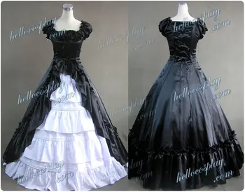 

Renaissance Gothic Reenactment Dress Ball Gown Black Dress H008