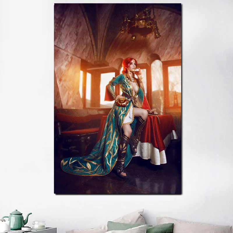 

The Witcher 3 Triss Merigold Cosplay Disharmonica Canvas Painting Prints Living Room Home Decor Modern Wall Art Painting Poster