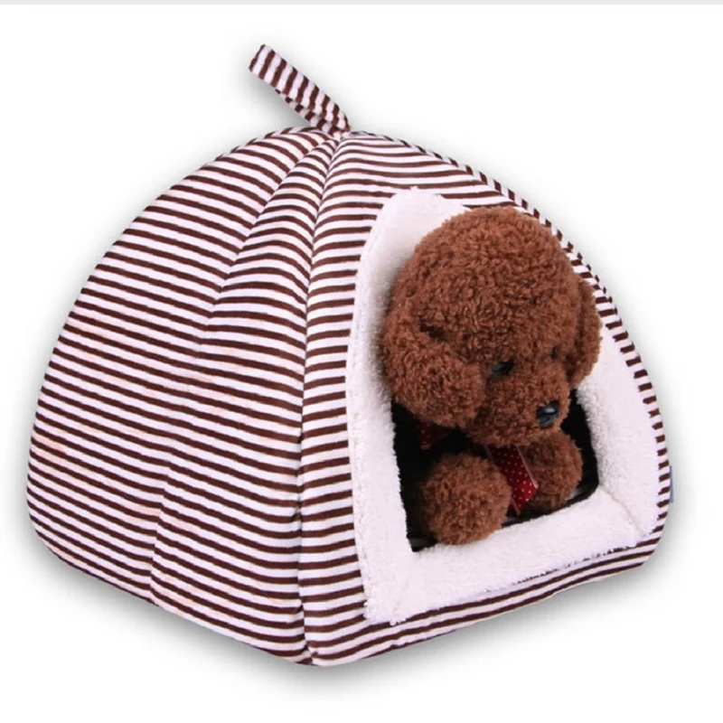 

Foldable Pets Bed Stripe Dog House Puppy Teddy Mongolian Yurts Cats Tents Kennel Nest For Small Medium Sleeping Bag Pet Supplies