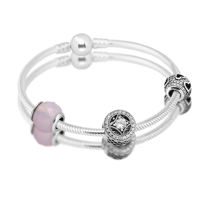 

FANDOLA Clip Bracelets With 3pcs Beads Pack 100% Authentic 925 Sterling Silver Charms DIY Fine Jewelry Free Shipping