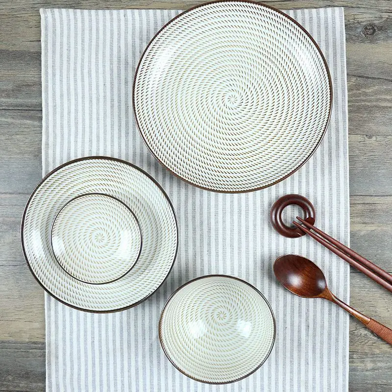 Новые идеи керамическая посуда, обеденные тарелки с западной едой стейк обеденные тарелки 8 дюймов блюда и тарелки наборы - Цвет: Черный