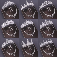 Корона, ожерелье, серьги, наборы свадебных ювелирных изделий, свадебная голова, ювелирное изделие, кристалл, корона, ожерелье, свадебный ювелирный набор для невесты