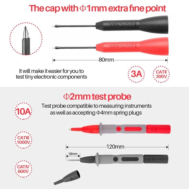 Набор тестовых проводов, цифровой мультиметр, Электронный Профессиональный диагностический набор, включая зажимы аллигатора, тестовое расширение, Tes