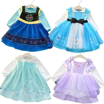 

2018 Autumn Winter Long Sleeve elsa dress Children Halloween Princess Birthday Dress elsa costume Cosplay kids dresses for girls