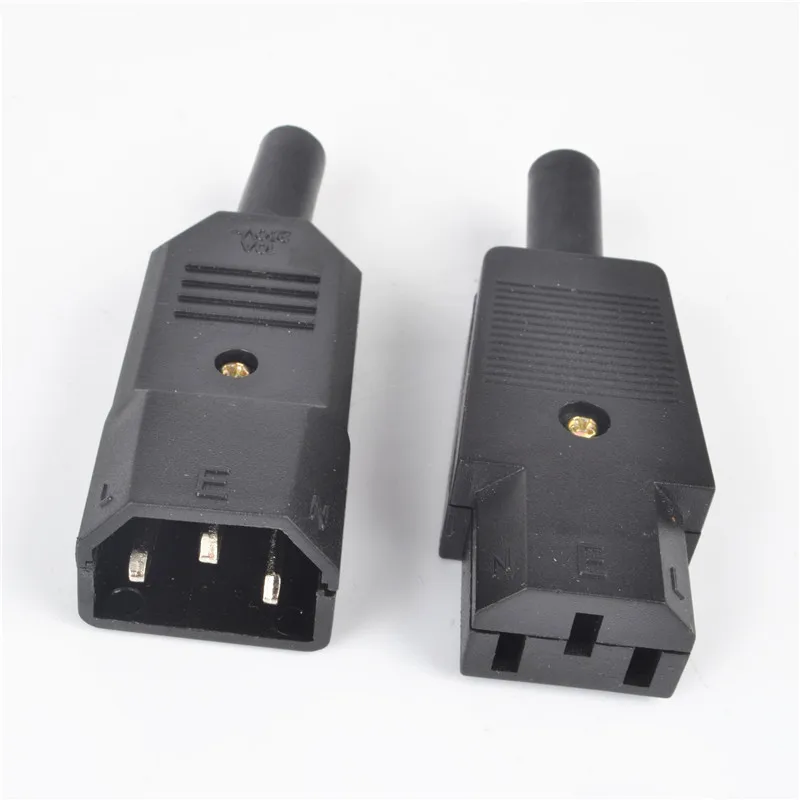 1set New DIY 10A 250V Black IEC C13 C14 female male Plug Rewirable