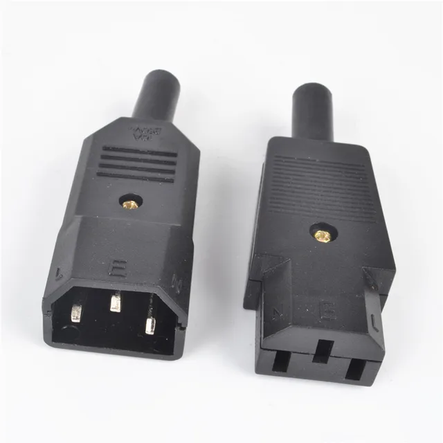 1set New DIY 10A 250V Black IEC C13 C14 female male Plug Rewirable