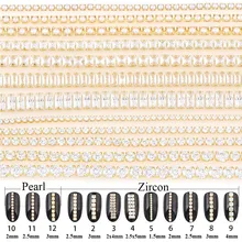 9-10 см блестящая циркониевая цепочка золотые наклейки для ногтей основа жемчужная цепочка фототерапия украшение для ногтей украшения для ногтей DIY ювелирные изделия