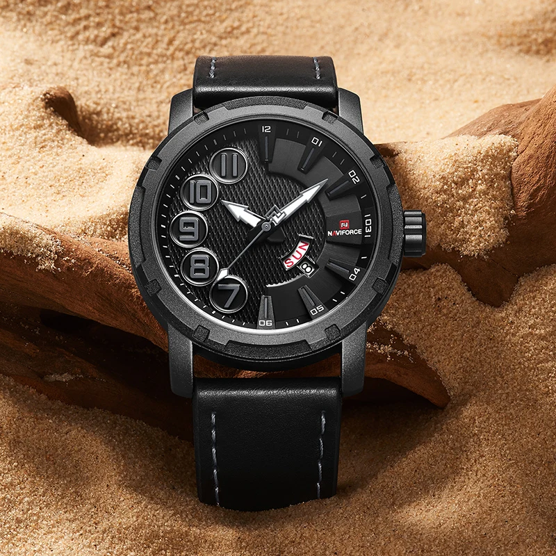 NAVIFORCE Top Luxury Brand Men Sports Watches Men's Unique Quartz Date Clock Male Leather Army Mili