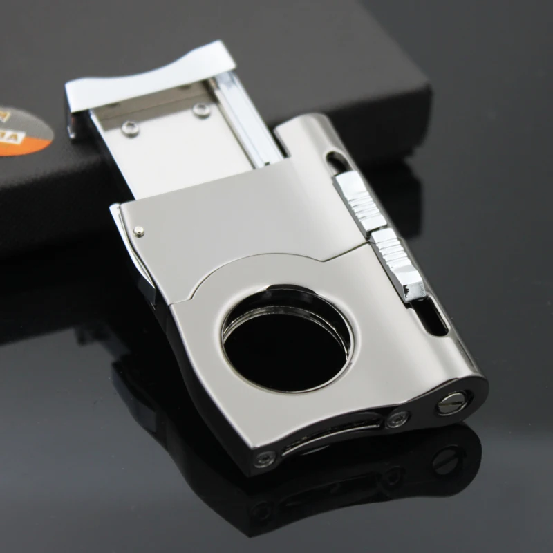 Buy New 1pc 2 in 1 Stainless Steel Cigar Cutter Knife