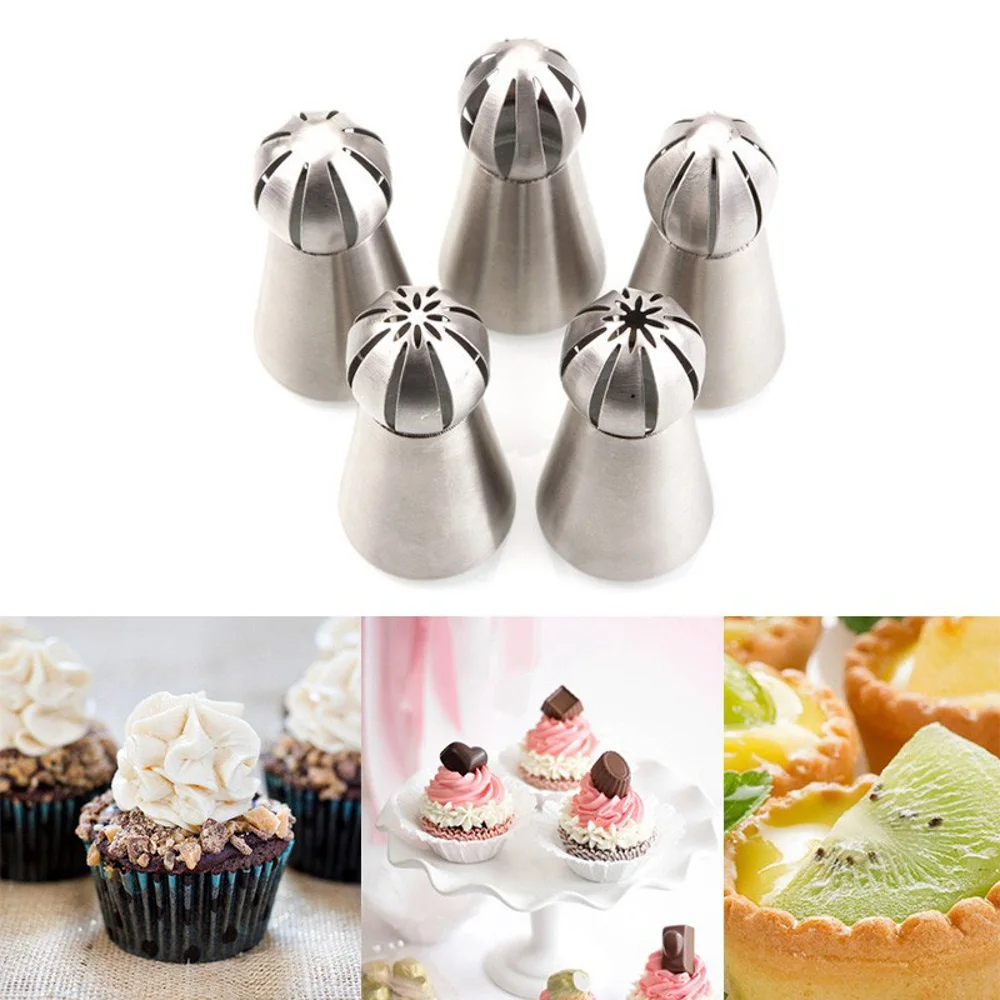 7Pc Sphere Ball Tip Nozzles Icing Piping Russian Nozzle DIY for Cake