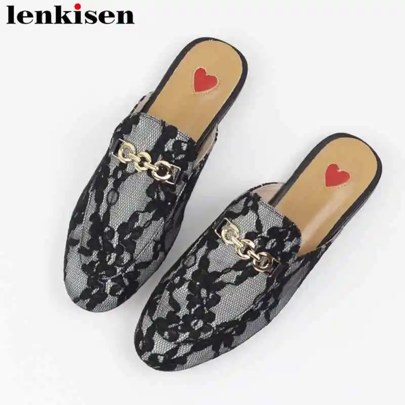 Женские кожаные шлепанцы Lenkisen шелковые однотонные вечерние на плоской подошве с