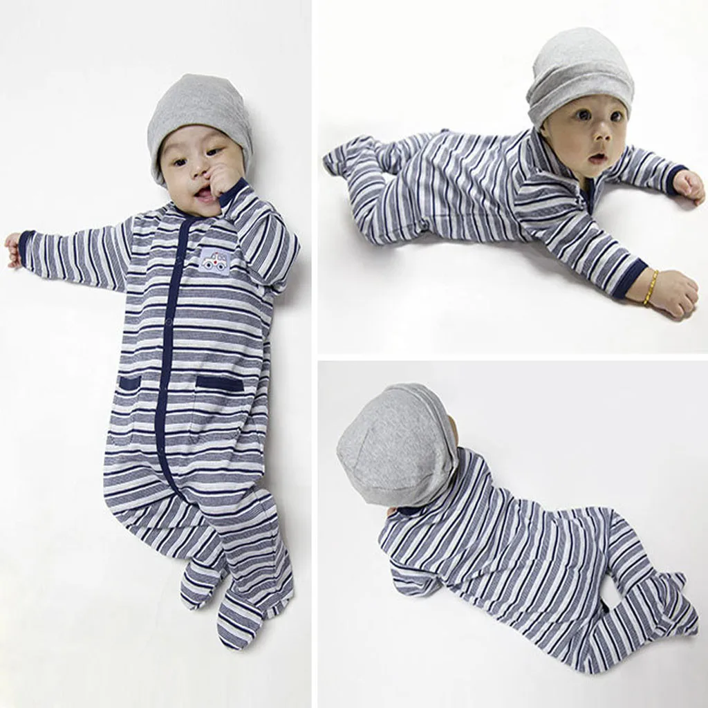 

Newborn Baby Boy Girls Striped Cotton Romper Jumpsuit Outfit Clothes Drop Shipping