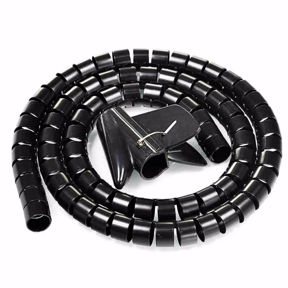 

Uxcell Hot Sale 1PCS 25mm Dia. Flexible Spiral Tube Cable Wire Wrap Computer Manage Cord Black 1M Length with Clip