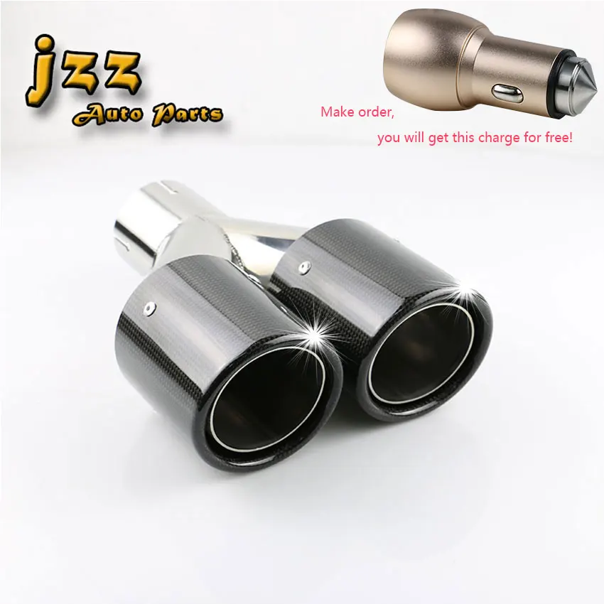 Universal Dual akrapov car carbon fiber exhaust pipe silencer Stainless Steel Muffler tail tip tail pipe stainless steel dual exhaust muffler tip tail pipe for bmw f30 320i 316i car styling