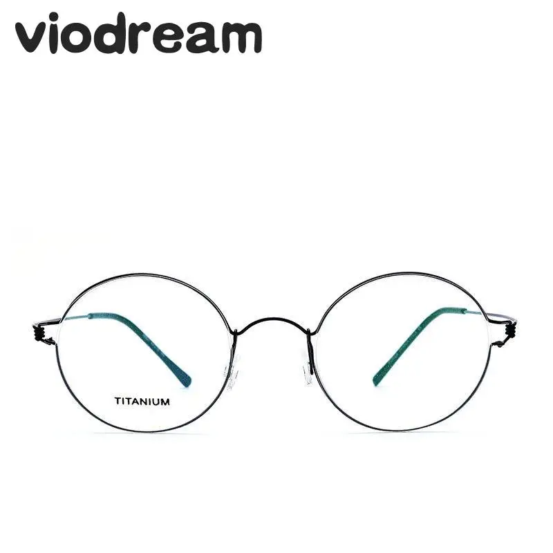 Viodream ретро круглые титановые ультра легкие очки без винта тонкие оправы для