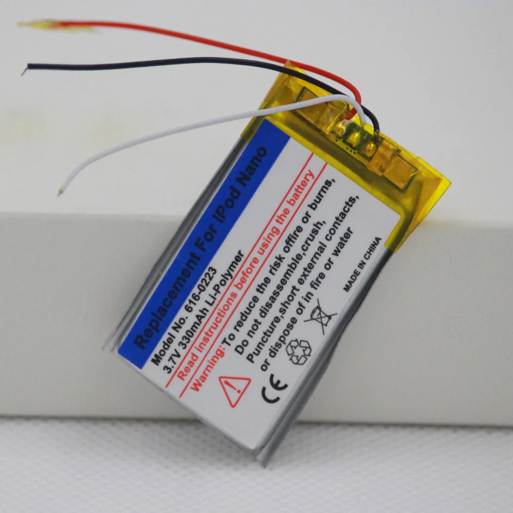 

2pcs/lot 330mAh new Battery For ipod Nano1 1st Gen Generation MP3 Li-Polymer Rechargeable Nano 1 616-0223 Batteries
