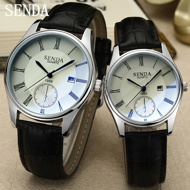 

2017 SENDA Luxury Brand Watches Men Women Neutral Casual Fashion Clock Leather strap Quartz Wrist watch relogio waterproof