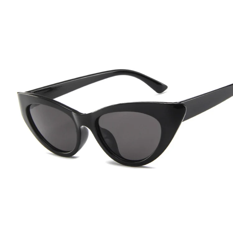 Женские солнцезащитные очки с кошачьим глазом в винтажном стиле черного цвета, брендовые дизайнерские высококачественные модные солнцезащитные очки с кошачьим глазом, женские летние очки - Цвет линз: BlackGray