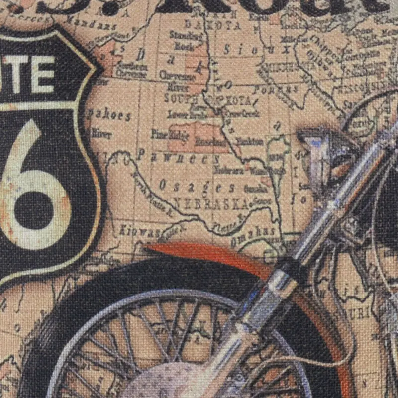 LINKWELL 45x45cm Vintage Motorcycle Route 66 World Map Retro Look Mother Road Accent Home Pillowcase Burlap Cushion Cover LINKWELL 45x45cm Vintage Motorcycle Route 66 World Map Retro Look Mother Road Accent Home Pillowcase Burlap Cushion Cover