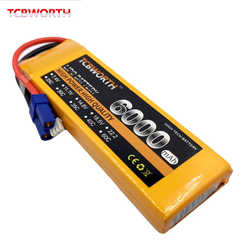 60c do Drone s do Quadrotor dos Aviões do Helicóptero do Avião de rc 60c de Tcbworth Bateria Lipo 7.4 v 6000 Mah 2 s rc 4 rc lipo batteries