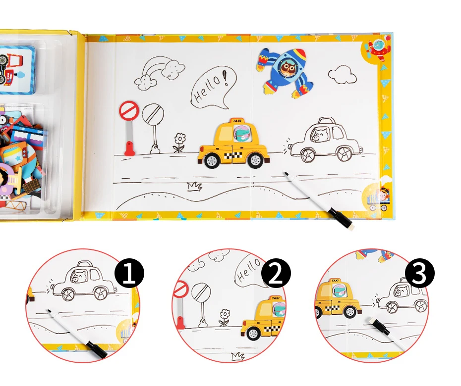 Magnetic Cartoon Puzzle 3D Traffic Matching Jigsaw Games Toy Early Learning Traffic Puzzles Educational Toys for Child Kids Gift_05