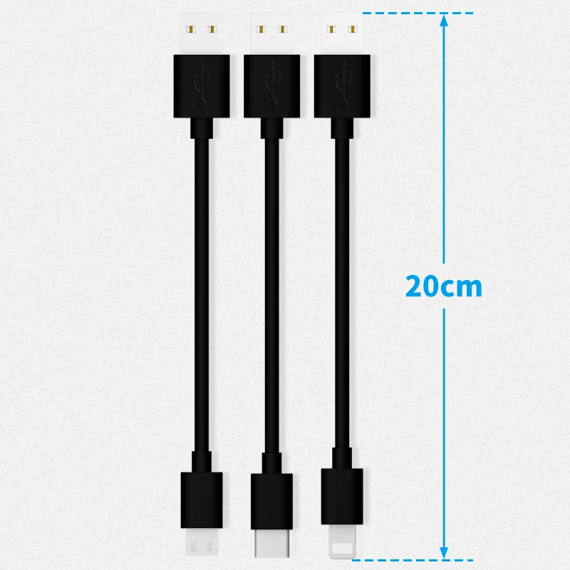 20 سنتيمتر كابل يو اس بي ل فون XS ماكس XR X 8 7 شحن شاحن المصغّر usb كابل 2 في 1 الهاتف المحمول USB نوع c نوع-c كابل