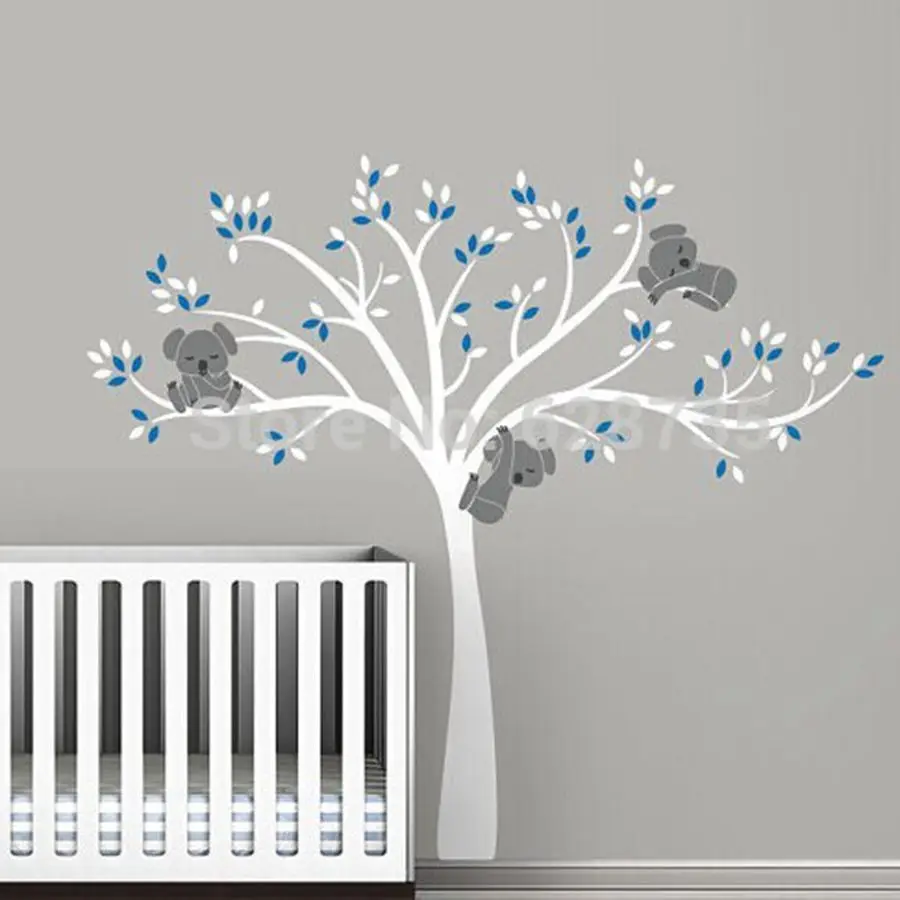free shipping oversized large koala tree wall decals for baby nursery baby nursery vinyl wall decor stickers t3026