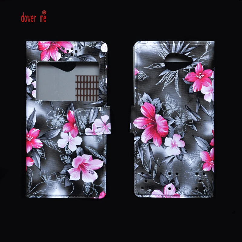 dower me Colorful Flower Flip PU Leather Case Cover For TCL Alcatel Flash Plus 2 5.5&quot Smart Phone | Мобильные телефоны и