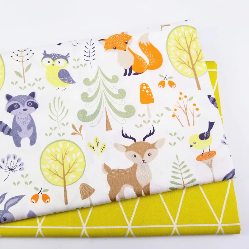 

Baby Cotton Patchwork Cloth Printed Deer Kids Twill Cotton Fabric for DIY Sewing Quilting Fat Quarters Material For Baby&Child