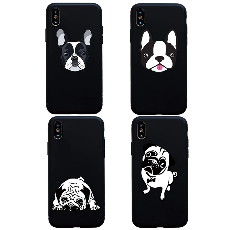 

Cute Dog Bulldog Pug Boston Terrier soft silicon case for iphone 6 6s plus 5s SE Case For iphone 7 8 plus X XS Max XR Cover