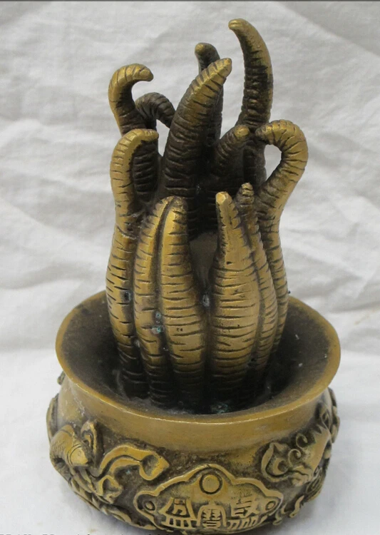 

JP S0247 China fengshui Bronze Hand carving Fish chocho chayote Treasure Pot pen statue