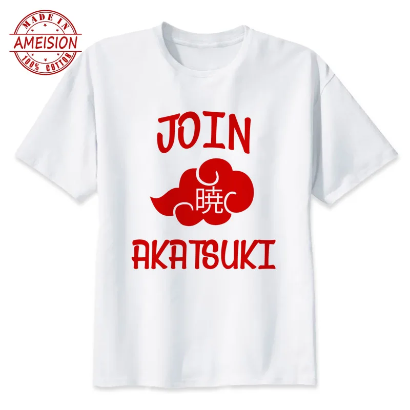 naruto TShirt men boy Summer O Neck white youth t shirt casual white print anime t-Shirts men top tees  Print  Cotton  Short