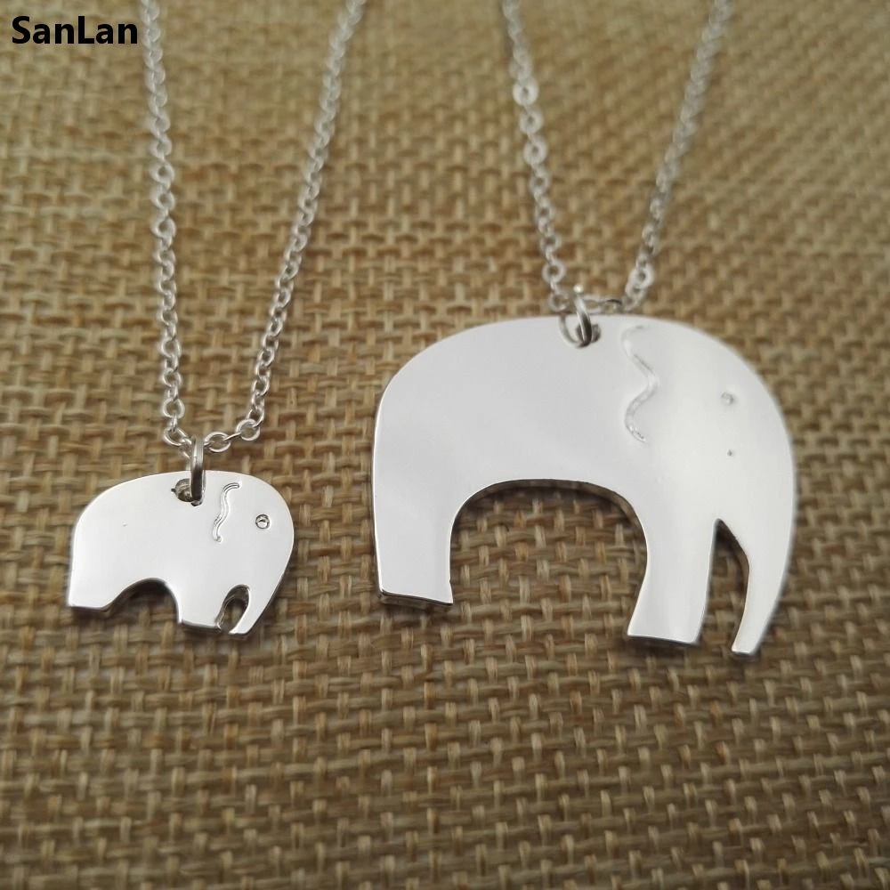 mother daughter elephant necklace