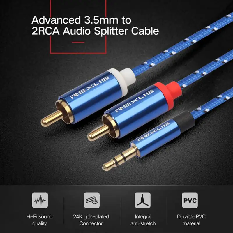 RCA 3 5 мм разъем AUX кабель от 2RCA до аудио для DJ усилителя сабвуфера Аудио Микшер