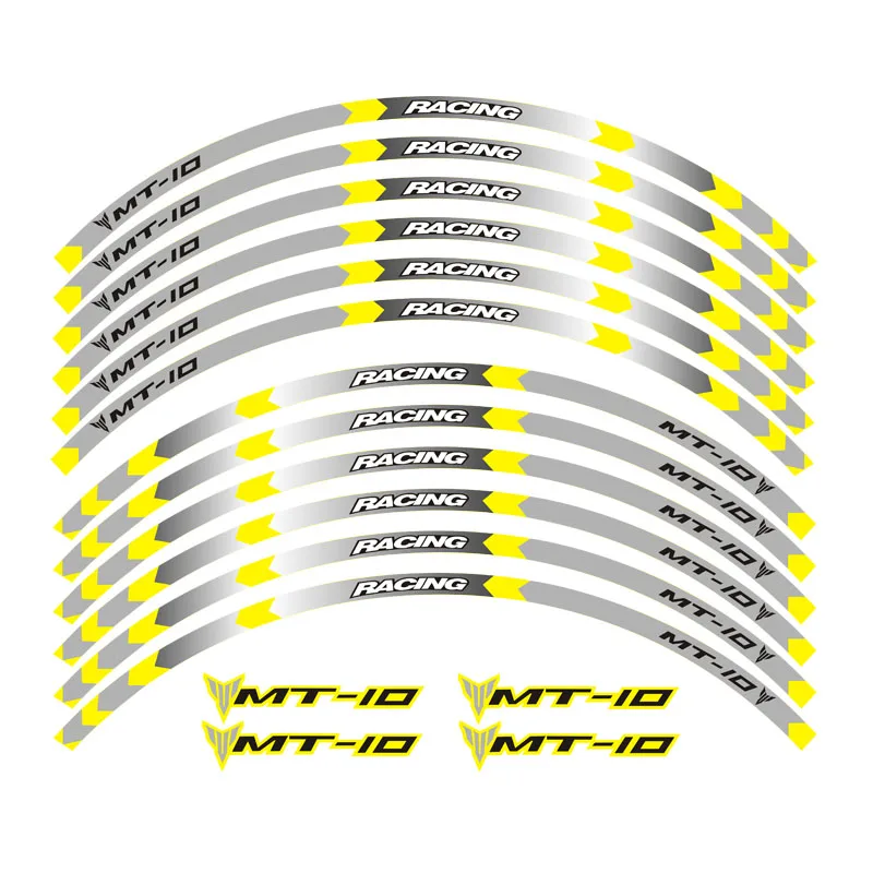 12 шт. высококачественный мотоцикл MT10 наклейка для колес полоса светоотражающий обод для YAMAHA MT-10 - Цвет: 2