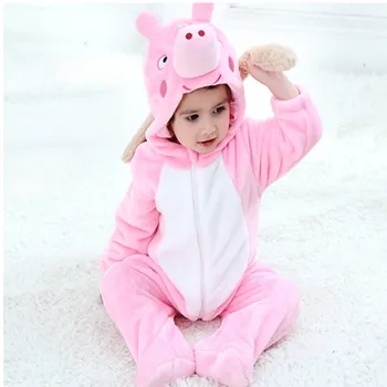 

2019 Panda Kigurumi Baby Kids Cartoon Animal pig Cosplay cat Costume Warm Soft Flannel Fancy Winter Onesie Cute Pajama Body Suit