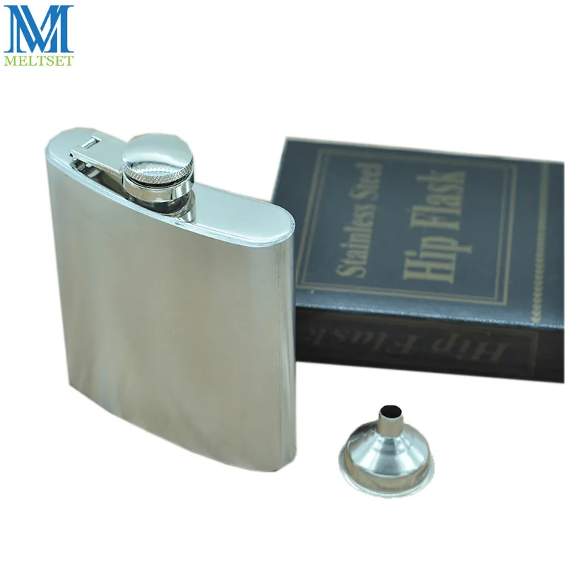 Man's Hip Flask With Funnel Stainless Steel Pocket Liquor Bottle 6Oz