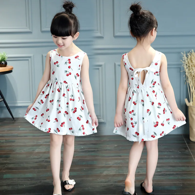 Cherry Girls Dress Girl Costume Bow Sleeveless Kids Dresses for Girls ...